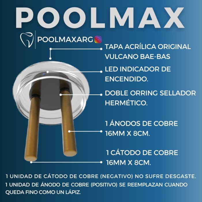 Ionizador Poolmax eco50 apto para bomba Vulcano Bae - Imagen 2
