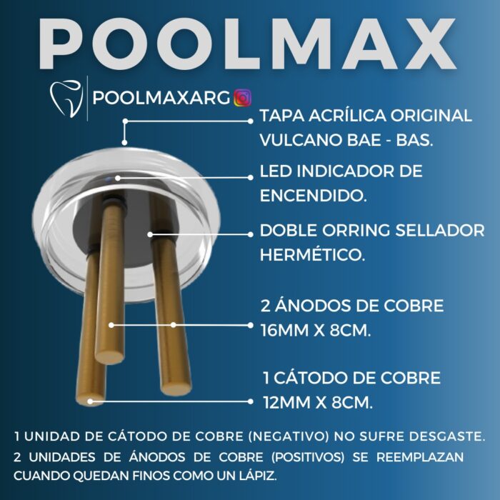 Ionizador Poolmax eco100 Apto para Bomba Vulcano Bae - Imagen 2